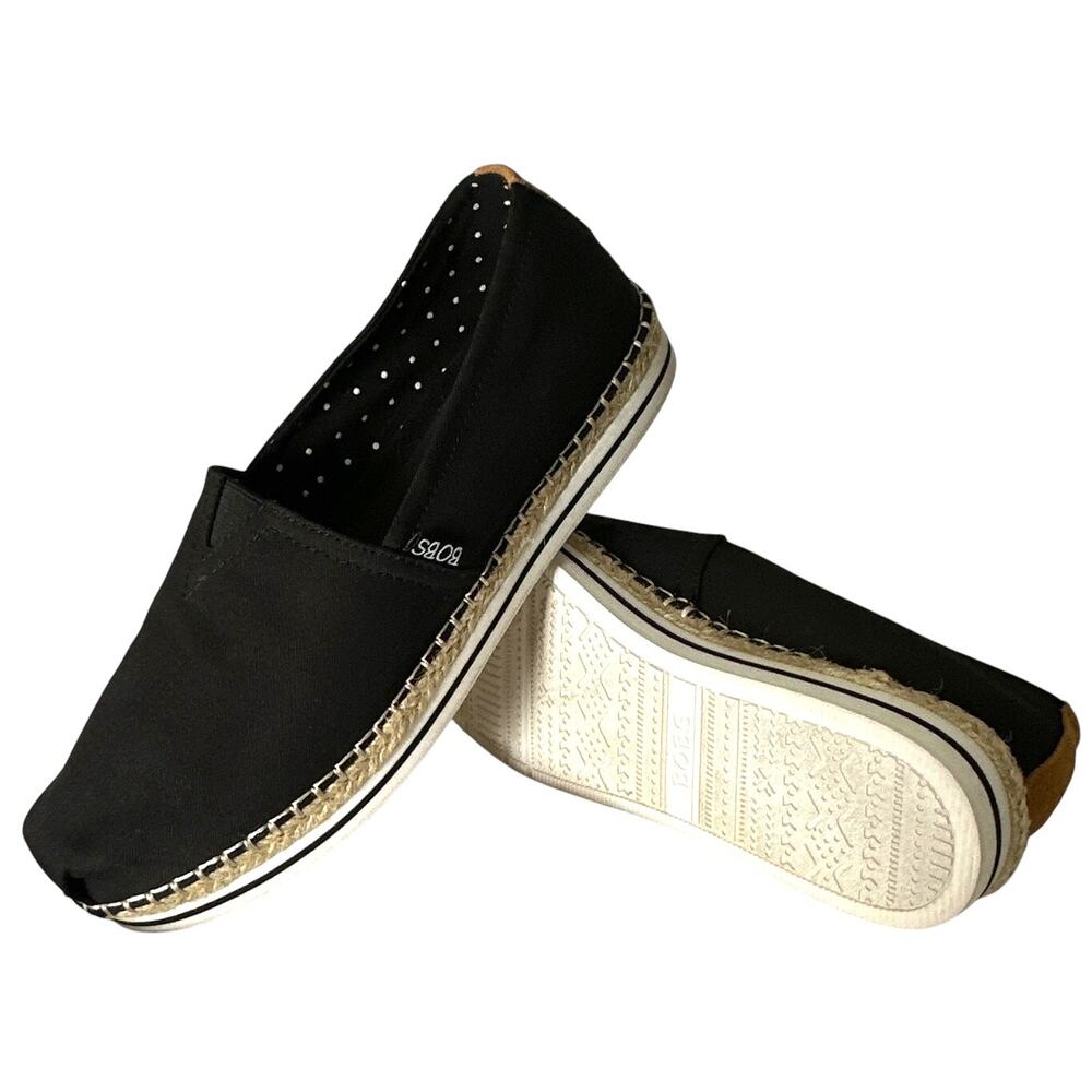 BOBS from Skechers Breeze Espadrille Women 9.5W Black Canvas Slip On Memory Foam